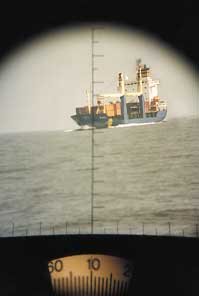 Use of binoculars or range finders will help you ascertain exactly where ship is headed.