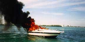 a boat on fire