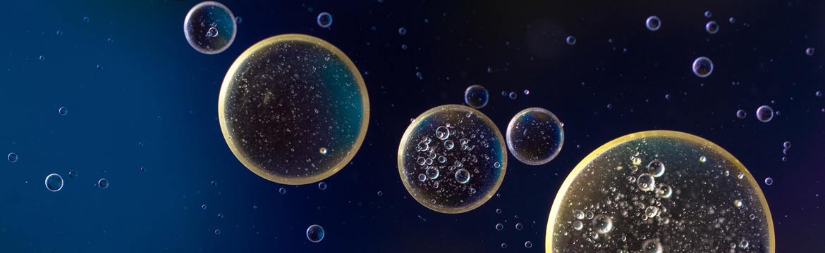 Oil bubbles in water