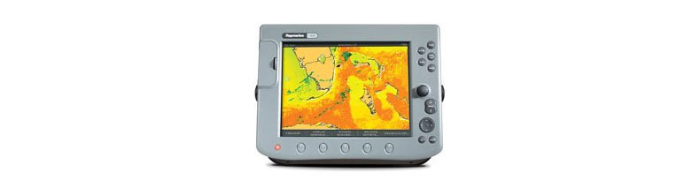 Sirius Weather acted as a chart overlay on this Raymarine chart plotter. When playing the radar loop the big screen allows for a regional weather observation.