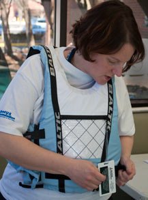 The Baltic Dinghy Pro being donned and fitted.