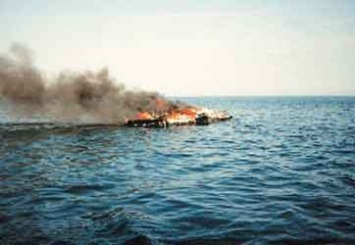 a boat on fire