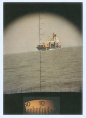 a tanker seen through a periscope